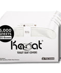 Straight Up Bulk Pack Disposable Toilet Seat Covers 5000 Sheets Recycled Paper packaging with 20 boxes of sanitary toilet seat covers.