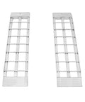 Dual Runner Shed Ramps 3 Foot Long With Aluminum Serrated Rungs, Heavy Duty 1,500 Pound Capacity shown flat