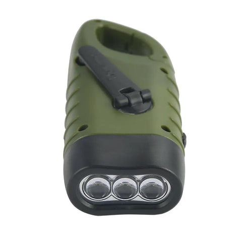 Two Pack Hand Crank Solar Powered Flashlights For Emergency Use Rechargeable LED Survival Torch With Dynamo Power Quick Snap Carabiner Carry Outdoor Gear Essentials For Camping And Hiking Green