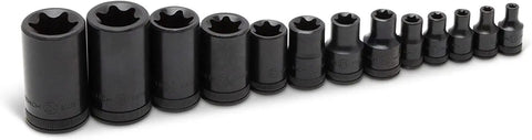 13 Piece External Torx Socket Set For 1/4, 3/8, And 1/2 Inch Drives, Heat Treated, Black Oxide Finish, Corrosion Resistant Sockets From E4