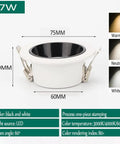 Super Sleek 2.9 Inch Led Recessed Ceiling Downlight Ultra Thin Mini Spot with black and white trim for easy installation.