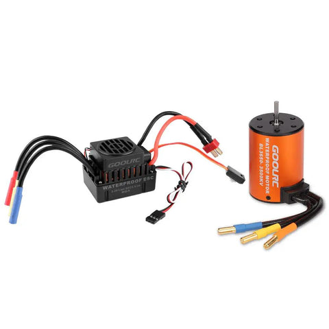 Waterproof 3650 3500KV Brushless Motor With 60A ESC Combo for 1/10 RC Cars High Torque 4 Pole Design