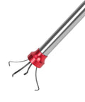 Close-up of 40 Inch Retractable 4 Claw Magnetic Grabber Tool with steel claw and anodized aluminum head, angled view.