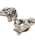 Soft Close Cabinet Hinge For Face Frame Cabinets One And A Quarter Inch Overlay 108 Degree Wrap Around Mount Nickel Plated 2 Pack TEC 864 G02910A15 With Three Tier Adjustment Press In Dowel By Grass, front view