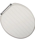 Deluxe Molded Wood Toilet Seat With Chrome Hinges Round White Bead Board Heavy Duty Metal Bar Hinges