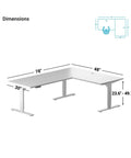 Level Up Electric Height Adjustable L Shaped Corner Standing Desk 78 X 48 Inch dimensions illustration with height range.