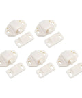 5 Pack ABS Door Roller Catch Kit For Cabinets Cupboards And Closets With Spring Loaded Roller Replacement Hardware displayed in white