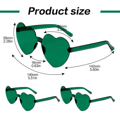 Heart Shaped Neon Green Sunglasses For Women And Men Unisex Rimless Glasses Lightweight All Day Comfort And Fun Party Accessory