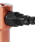 Close-up of Dual Head Sheet Nibbler Power Drill Attachment showing black cutting head for straight and curve cutting on metal sheets.
