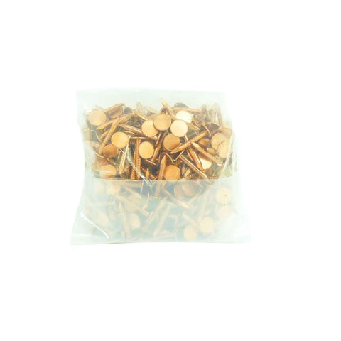 Top Shelf 7/8 Inch Solid Copper Roofing Nails 11 Gauge Diamond Point in a clear bag, one pound pack for metal and tile work.