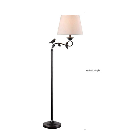 Birdsong Swing Arm Floor Lamp With Oil Rubbed Bronze And Gold Highlights Finish Rustic Style Standing Light With White Tapered Shade