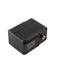 Black 360 degree robotic servo motor with magnetic encoder and serial bus, 7.4V, 19Kg torque, ideal for robotic arms.
