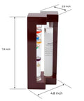 Side view of Cool Indoor Weather Station With Glass Galileo Thermometer And Five Multicolor Balls From 64F To 80F, Storm Glass Inspired Weather Predictor, Elegant Cherry Wood Frame