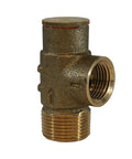 Rock Solid Lead Free Brass Pressure Relief Valve With 100 Psi Cold Water Safety Shield For Well Tanks And Pump Plumbing Systems close-up view of valve
