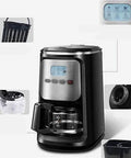 Dual Use Coffee Machine With Built In Bean Grinder And Ground Coffee Capability, All In One Barista Grade Fully Automatic Brewer With LCD Display, Auto Cleaning, Anti Drip, 900W Power, 600Ml Water Tank, Black Finish