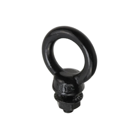 M6 lifting eye bolt in black stainless steel with lock nut, designed for heavy-duty rigging and safe lifting up to 881 lbs (400 kg).