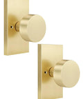 Two Pack Brushed Gold Dummy Door Knobs For Interior Doors Non Functional Decorative Handles For Closets And Pantries Single Side Install Zinc Alloy Build For Easy Push Pull Access, pair view