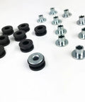 Grommets Rubber Shock Absorbing Cushion Kit For Motorcycles, Anti Scratch Protective Gasket Set With Rubber Buffers To Prevent Friction Damage, Extend Lifespan Of Shell And Windshield Brackets, Built To Last And Weatherproof. Black rubber grommets and silver metal sleeves for motorcycle mounting
