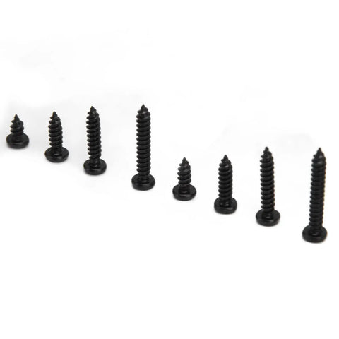 300 Pcs Self Tapping Screws Cross Pan Head Set In Carbon Steel M3 Black With Sturdy Storage Box, arranged in various sizes