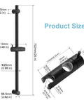 Shower Slide Bar 28 Inch Adjustable Distance From 19 To 27 Inches With 360 Degree Rotating Handheld Shower Head Holder Wall Mounted Matte Black Bathroom Upgrade, detailed dimensions and size view.