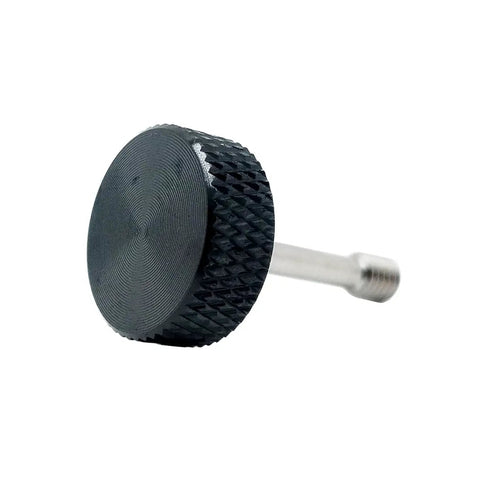M4 X20mm Captive Screws With Knurled Thumb Heads 4 Pack Black Aluminum Body Stainless Steel Threads panel fastener side view