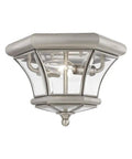 Monterey Dope 2 Light Flush Mount Outdoor Indoor Brushed Nickel Solid Brass Fixture With Clear Beveled Glass