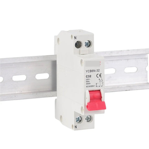Top Shelf 1P+N Mini Circuit Breaker MCB Phase Neutral Electrical Switch on mount, designed for home electrical protection.