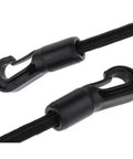 Close-up of black Riding Ready Horse Reins 3m Adjustable Training Rope With Elastic Neck Stretcher Bridles For Horses, durable clips shown