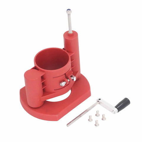 Heavy Duty Router Lift For Woodworking Tables Built Tough With Abs Housing And Stainless Steel Bearings, red ABS clamp body.