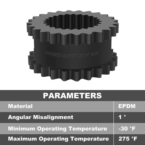 Beefy 9J Coupling Insert EPDM Rubber Spider For 9J 9JE Hubs Built Tough Solid Design 3 Inch Length 6 Inch Outer Diameter 2340 Inch Pounds Torque 3750 RPM Industrial Grade Performance, black EPDM coupling insert