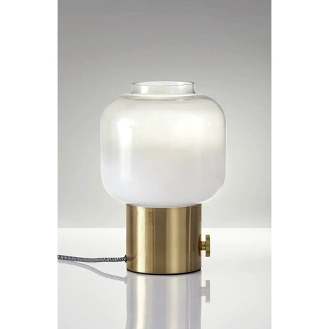 Lewis Table Lamp With Antique Brass Finish And Glass Shade, 12 Inch Desk Lamp for Bedroom or Living Room, Model 6027-21