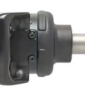 Real Deal Heavy Duty 1 Inch Impact Wrench Dishing Out 2140 Ft Lbs Torque On Its 6 Inch Extended Anvil side view with red casing.
