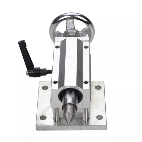 Heavy Duty Manual Tailstock With 70mm Center Reach For Wood Lathes And Cnc Routers Rotary Fourth Axis Engraving Stand top view with chrome handle