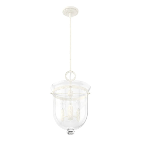 Go-To 3-Light Rustic White Pendant Light Dimmable, Medium Urn Style, Transitional Modern Design, Clear Glass Shade