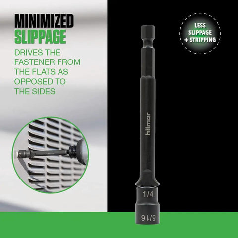 Workhorse 4 Inch One Quarter And Five Sixteenths Reversible Magnetic Nut Driver with minimized slippage design.