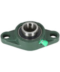 Close-up of UCFL205-16 pillow block bearing showing 1 inch bore and steel housing, part of 10 Pack UCFL205-16 Pillow Block Bearings With 1 Inch Bore Beefy Steel Self Aligning Flange Bearing 2 Bolt Block Durable Housing Low Friction Quiet Operation Go To Choice For CNC Conveyors And Machinery.