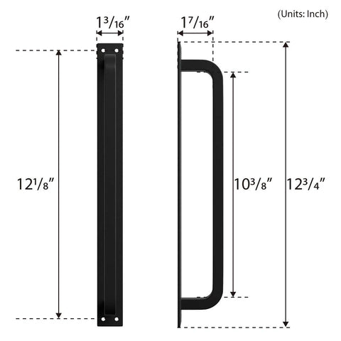 Antique Rustic 12 Inch Barn Door Handle Black Flush Long Base Pull For Gate Shed Garage Heavy Duty Solid Steel With Frosted Black Surface