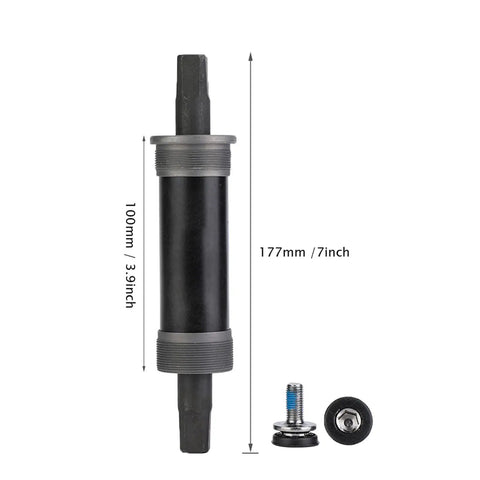Stainless Steel Fat Bike Bottom Bracket Square Taper For BSA Shell Fits 80x142mm, 100x155mm, Or 100x177mm Frames With 34.798mm Cups, 1.37x24TPI