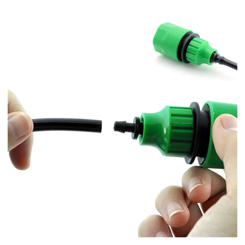 One Way Quick Hose Fittings Connector Kit Fits G1/2 And G3/4 Inch Hoses 1/4 And 3/8 Inch Adapters 50 Piece Garden Irrigation Set For Sprinklers Nozzles And Watering Tools IT121 Great For All Weather Use And Easy Installation, green plastic hose connector with black tubing