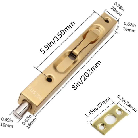 2 Pack Hidden Latch And Bolt 304 Stainless Steel 8 Inch Security Door Bolt Latch For Double Doors Lever Action Flush Bolt