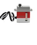 Real Deal Tiny Serial Bus Servo Motor With 300 Degree Spin, 20 Gram Coreless Micro Servo, Bulletproof Aluminum Shell, Killer Precision For Any Tight Robot Rig Or Quick Build, front view with wires.