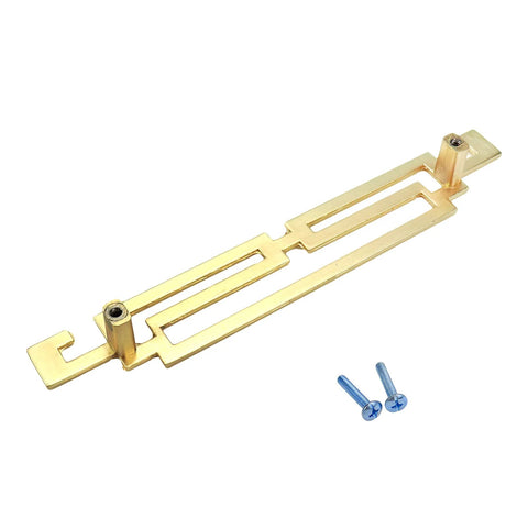 Gold Drawer Pulls 7 Inch Long Modern Cabinet Handles For Dresser And Furniture Hardware Set Of 2 With Screws, shown with screws, zinc alloy, gold