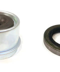 Grease cap and seal from Four Pack Trailer Axle Kits With Four On Four Inch Bolt Idler Hub And One And A Quarter Inch Round BT8 Spindle For 1250 Pound Hub Capacity On 2000 Pound Axle Ready To Install