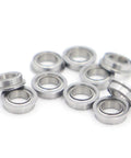Ten Pack Stainless Steel Flanged Ball Bearings SMF85ZZ Double Shielded Deep Groove Precision Bearings 5x8x2.5mm close-up view of bearings