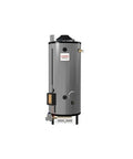 Solid Workhorse Heavy Duty Natural Gas Commercial Water Heater 75 Gallon 125000 BTU Universal Multi Flue Tank side view with auto damper.