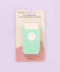 Multimaterial Scalloped Circle Punch for card making, scrapbooking, DIY craft projects; cuts photo paper, cardstock, acetate; turquoise; 2.54 cm
