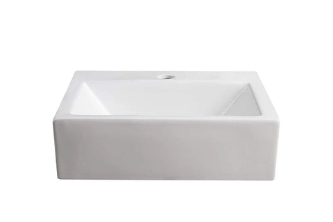 Rectangular White Porcelain Wall Mount Bathroom Sink With Hardware Included Measures 16.75 Inches Long By 12 Inches Wide By 5.125 Inches High