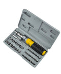 Badass 41-Piece Mini Socket Wrench Set in Hardened Vanadium Steel with Reversible Ratchet and Non-Slip Grip, open case.