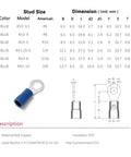 Must Have Blue Insulated Ring Terminal Kit For 16-14 AWG Wire Size Ten M5 Bolt Crimp PVC Connectors 100 Pcs Tinned Red Copper