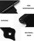 Close-up of Heavy Duty Black Iron T Shaped Door Hinges Set Four Pieces With Eight Screw Holes showing durability and fine workmanship